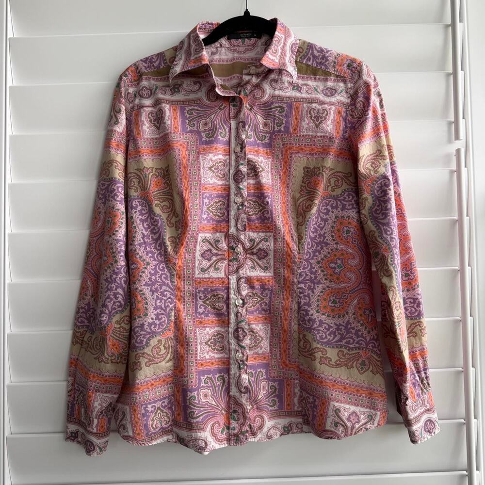 Etro Paisley Button Up Blouse Made in Italy Size 46